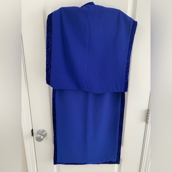 Royal Blue Patterned Velvet Skirt - Picture 11 of 17